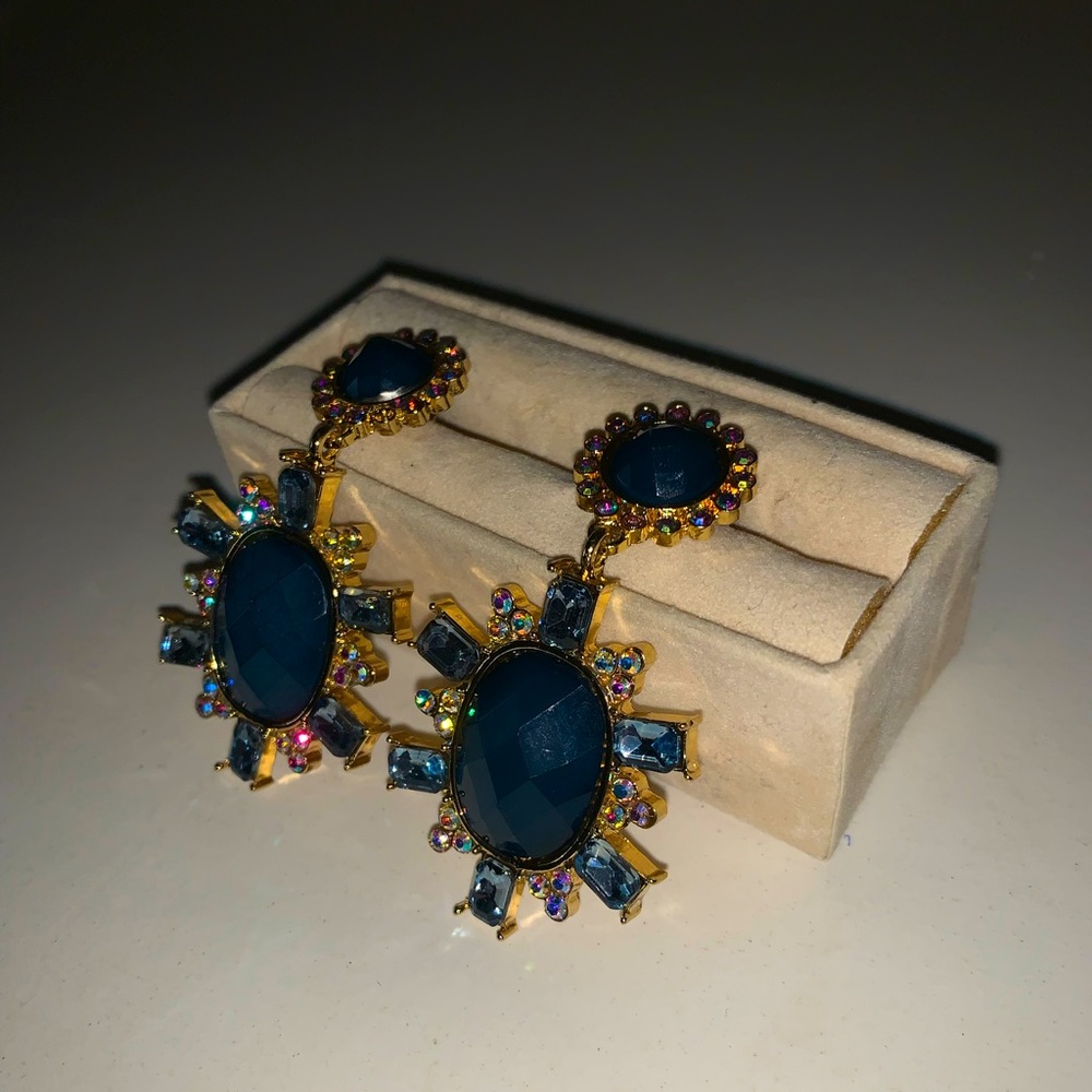 Teal & Gold Earrings with Backings
